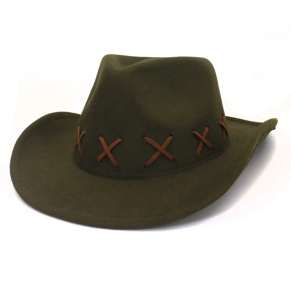 Winter Western Roll-Up Brim Jazz Cowboy Hat for Men and Women