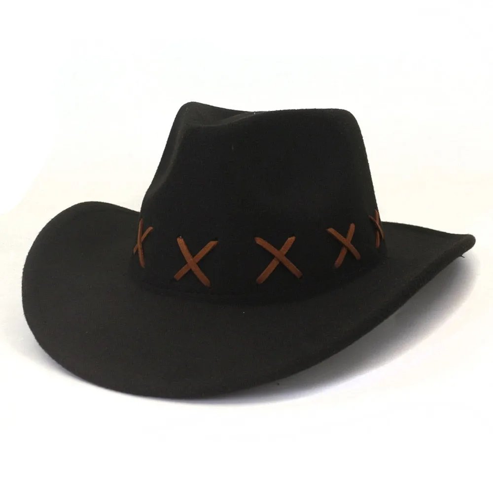 Winter Western Roll-Up Brim Jazz Cowboy Hat for Men and Women