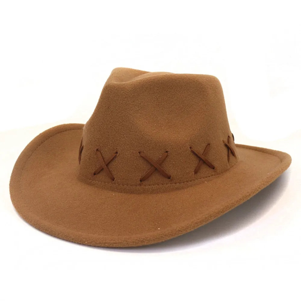 Winter Western Roll-Up Brim Jazz Cowboy Hat for Men and Women