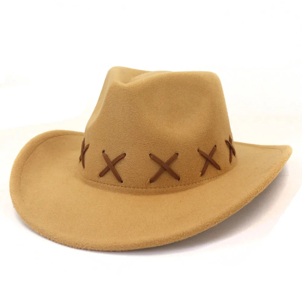 Winter Western Roll-Up Brim Jazz Cowboy Hat for Men and Women