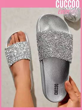 Woman Shoes Fashionable Grey Flat Slippers For Spring And Summer